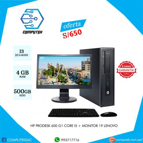 Hp prodesk core i3 4ta + monitor 19